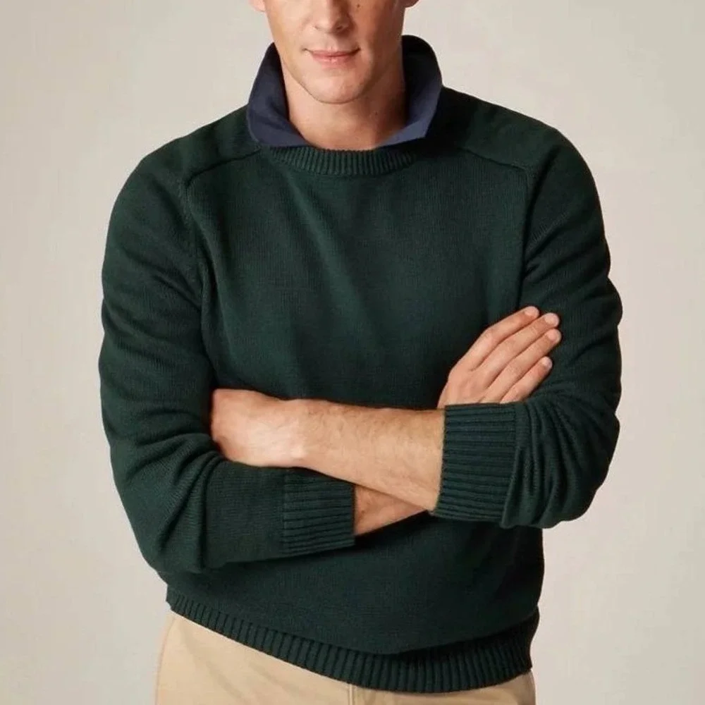 NWT J. Crew Heritage Knit Crewneck Sweater XL Green Old Money Ivy Style Preppy